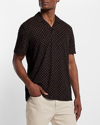 Geo Print Luxe Pique Polo Black Men's XL