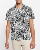 Floral Camp Collar Moisture-Wicking Polo Black Men