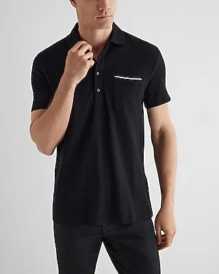 Tipped Pocket Luxe Pique Polo Men