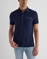 Big & Tall Tipped Pocket Luxe Pique Polo Blue Men's XXL