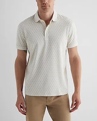 Arrow Geo Cotton-Blend Jacquard Polo White Men's S