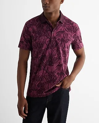 Line Floral Perfect Pima Cotton Polo Red Men's L Tall