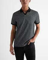 Mini Geo Johnny Collar Jacquard Polo Black Men's XL