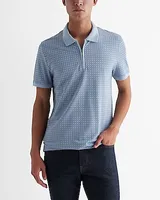 Floral Geo Luxe Pique Zip Polo Blue Men's