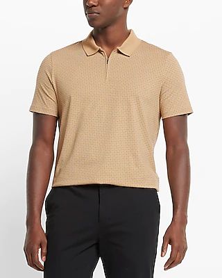 Micro Geo Print Zip Moisture-Wicking Performance Polo