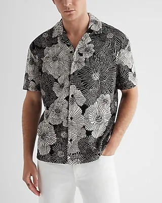 Relaxed Floral Terry Cotton-Blend Short Sleeve Polo Men's L