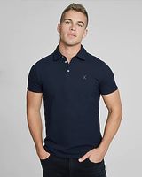 Solid Moisture-Wicking Luxe Pique Polo Blue Men's XS