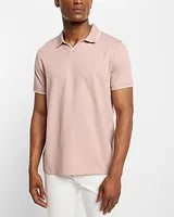 Big & Tall Solid Tipped Collar Jacquard Polo Pink Men's XXL