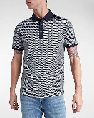 Dressy Jacquard Print Contrast Collar Polo