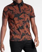 Floral Moisture-Wicking Performance Polo Black Men's XL