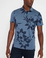 Floral Jersey Polo Blue Men's XL