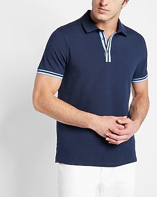 Striped Tipped Moisture-Wicking Performance Polo