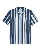 Striped Luxe Pique Polo Blue Men's XL