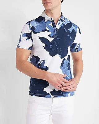 Floral Moisture-Wicking Performance Polo Blue Men's S