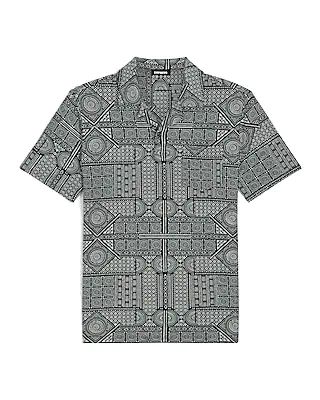 Patchwork Print Camp Collar Polo