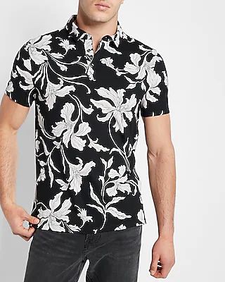 Floral Polo Black Men's XL