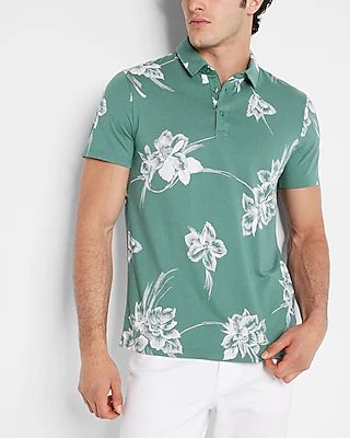 Floral Polo Green Men's XL