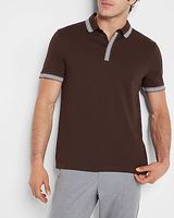 Solid Tipped Polo Brown Men's XL