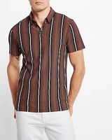 Striped Luxe Pique Polo Brown Men's S