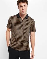 Dressy Jacquard Geo Print Polo Gray Men's XL