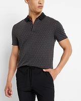 Dressy Jacquard Geo Print Polo Gray Men's S