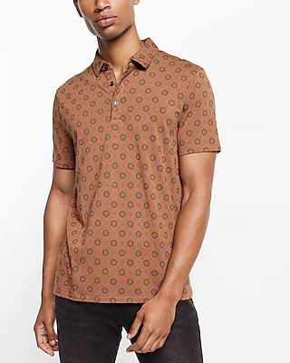 Printed Moisture-Wicking Performance Polo Brown Men's