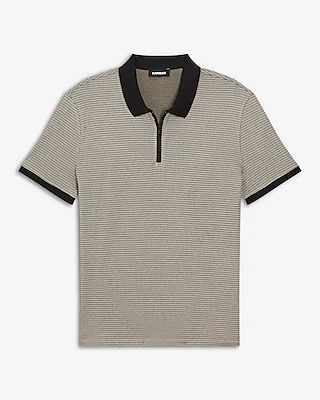 Tipped Jacquard Zip Polo Men's