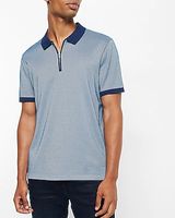 Tipped Jacquard Zip Polo