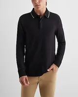 Tipped Collar Long Sleeve Pique Polo Men's