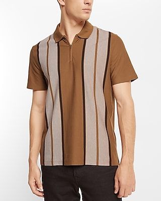 Striped Luxe Pique Zip Polo