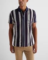 Striped Luxe Pique Polo Purple Men's XS