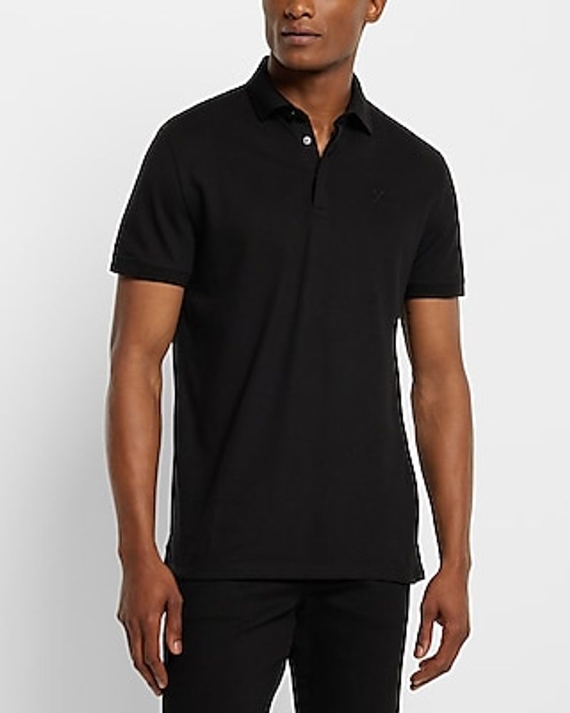 Solid Embroidered Logo Moisture-Wicking Luxe Pique Polo Men's