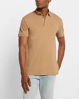 Solid Embroidered Logo Moisture-Wicking Luxe Pique Polo Men's