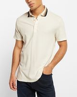 Striped Flat Knit Collar Luxe Pique Polo