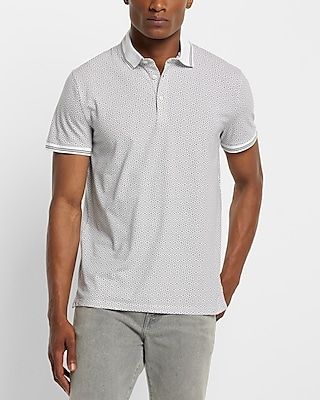 Geo Print Stretch Jersey Polo White Men's XS