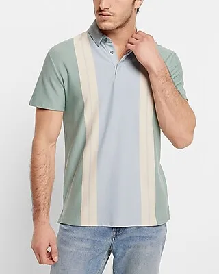 Striped Luxe Pique Polo Green Men's S