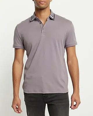 Stripe Tipped Collar Stretch Polo Men's