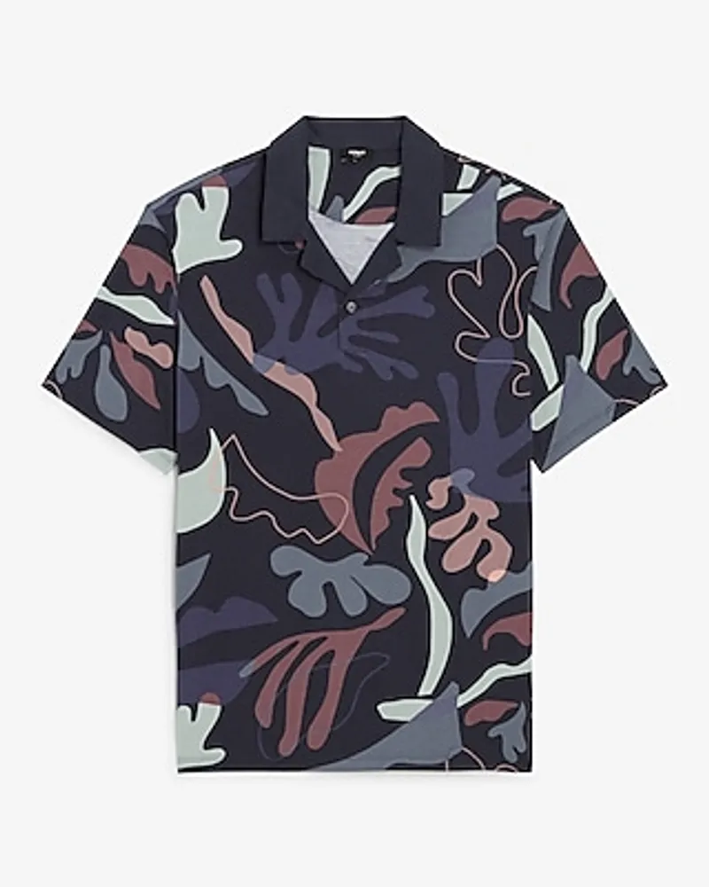 Relaxed Abstract Print Polo Blue Men's L