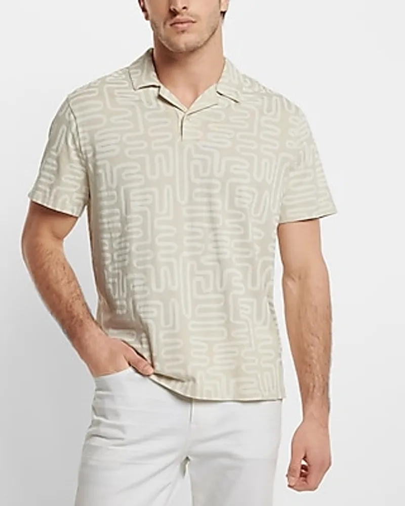 Relaxed Geo Print Jersey Polo Neutral Men's L