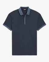 Diamond Print Tipped Collar Jacquard Polo