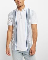 Striped Luxe Pique Polo White Men's XL