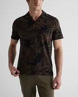 Relaxed Floral Luxe Pique Polo Black Men's XS