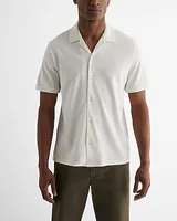 Solid Luxe Pique Button Down Polo White Men's M Tall