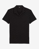 Geo Print Camp Collar Luxe Pique Polo