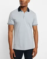 Solid Tipped Jersey Polo Blue Men's XS