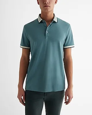 Tipped Luxe Pique Polo Blue Men's L