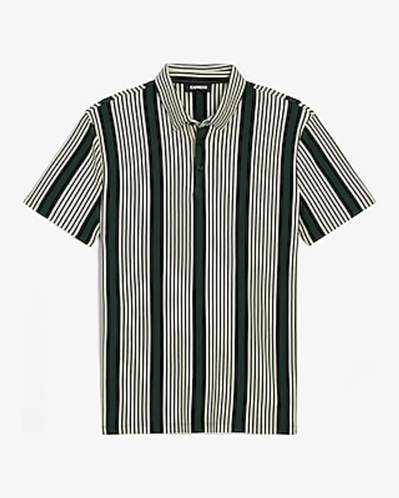 Striped Luxe Pique Polo Green Men's XL