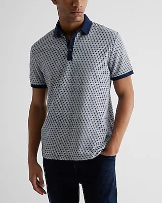 Geo Print Cotton Jacquard Polo