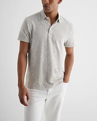 Floral Jacquard Luxe Pique Polo Gray Men's