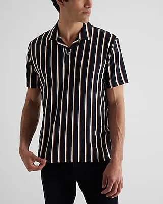 Relaxed Striped Luxe Pique Polo Blue Men's XL